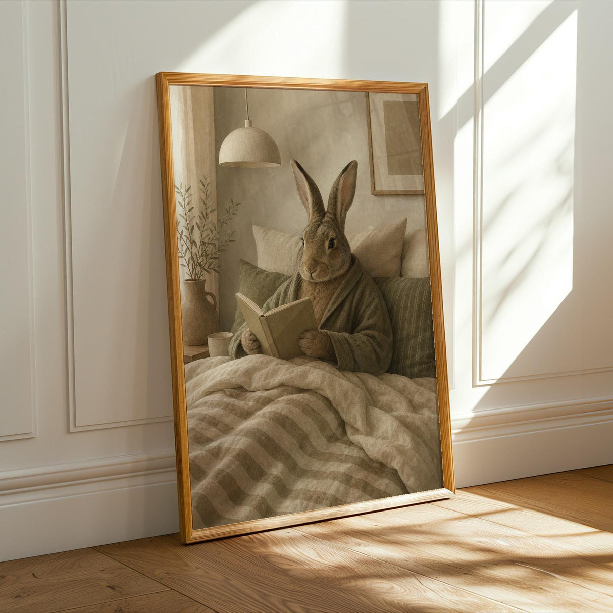 Alternate product presentation of Flemish Rabbit Reading in Bed Poster.