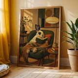 Additional product view of English Spot Rabbit Reading in Armchair Poster.