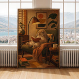 Alternate gallery view of French Lop Rabbit Reading in Armchair Poster.