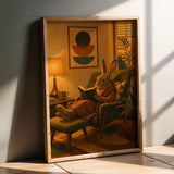 Product presentation view of Havana Rabbit Reading in Armchair Poster.