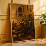 Additional product presentation of Havana Rabbit Reading in Armchair Poster.