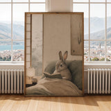 Alternate gallery view of Californian Rabbit Reading in Bed Poster.