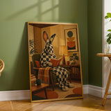 Additional product detail of Checkered Giant Rabbit Reading in Armchair Poster.