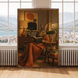 Product gallery view of Rex Rabbit Reading in Bed Poster.