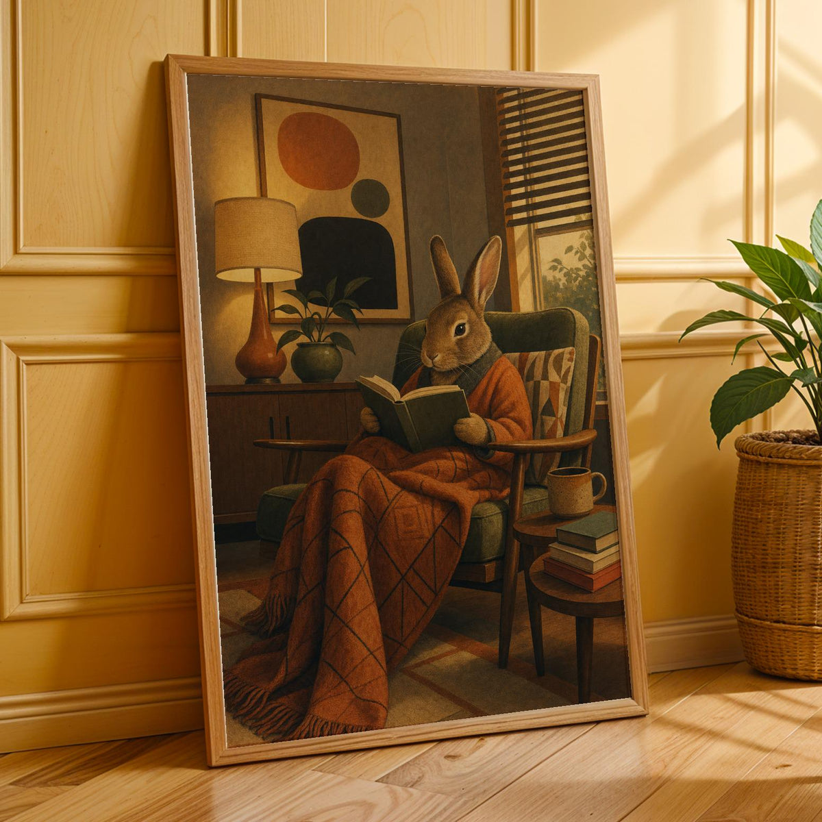Alternate product presentation of Rex Rabbit Reading in Bed Poster.