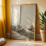 Additional product view of Netherland Dwarf Rabbit Reading in Bed Poster.