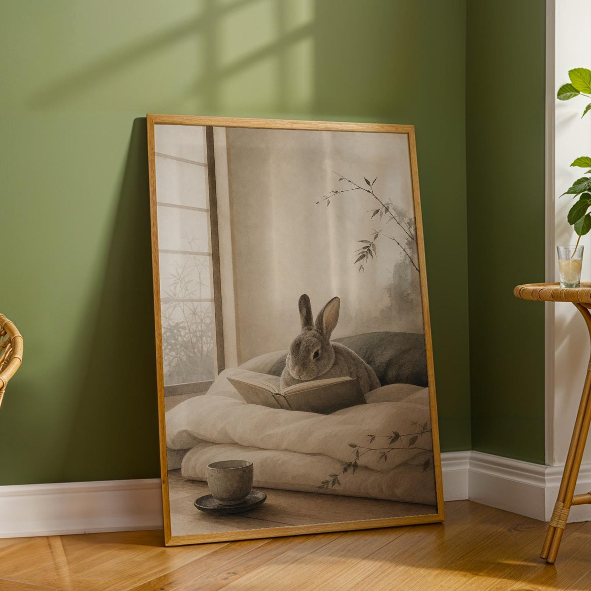 Additional product detail of Mini Rex Rabbit Reading in Bed Poster.
