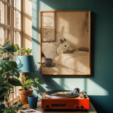 Alternate product view of Dwarf Hotot Rabbit Reading in Bed Poster.