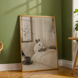 Additional product detail of Dwarf Hotot Rabbit Reading in Bed Poster.