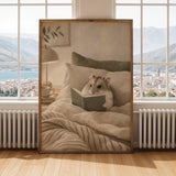 Alternate gallery view of Russian Dwarf Hamster Reading in Bed Poster.