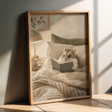 Product presentation view of Russian Dwarf Hamster Reading in Bed Poster.