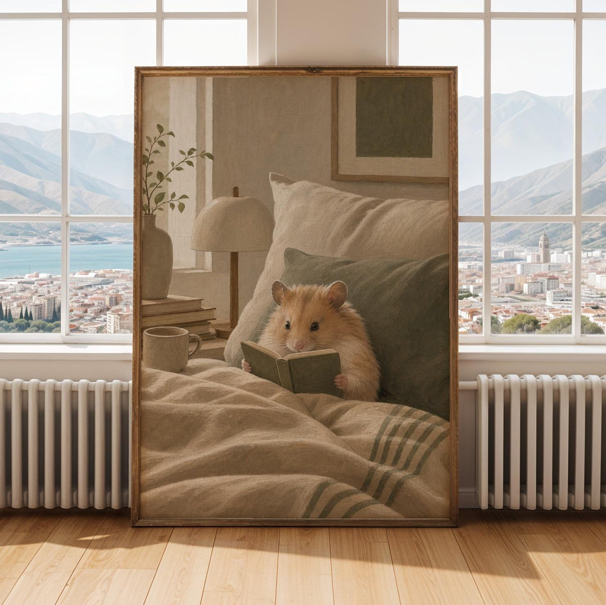 Alternate gallery view of Chinese Hamster Reading in Bed Poster.