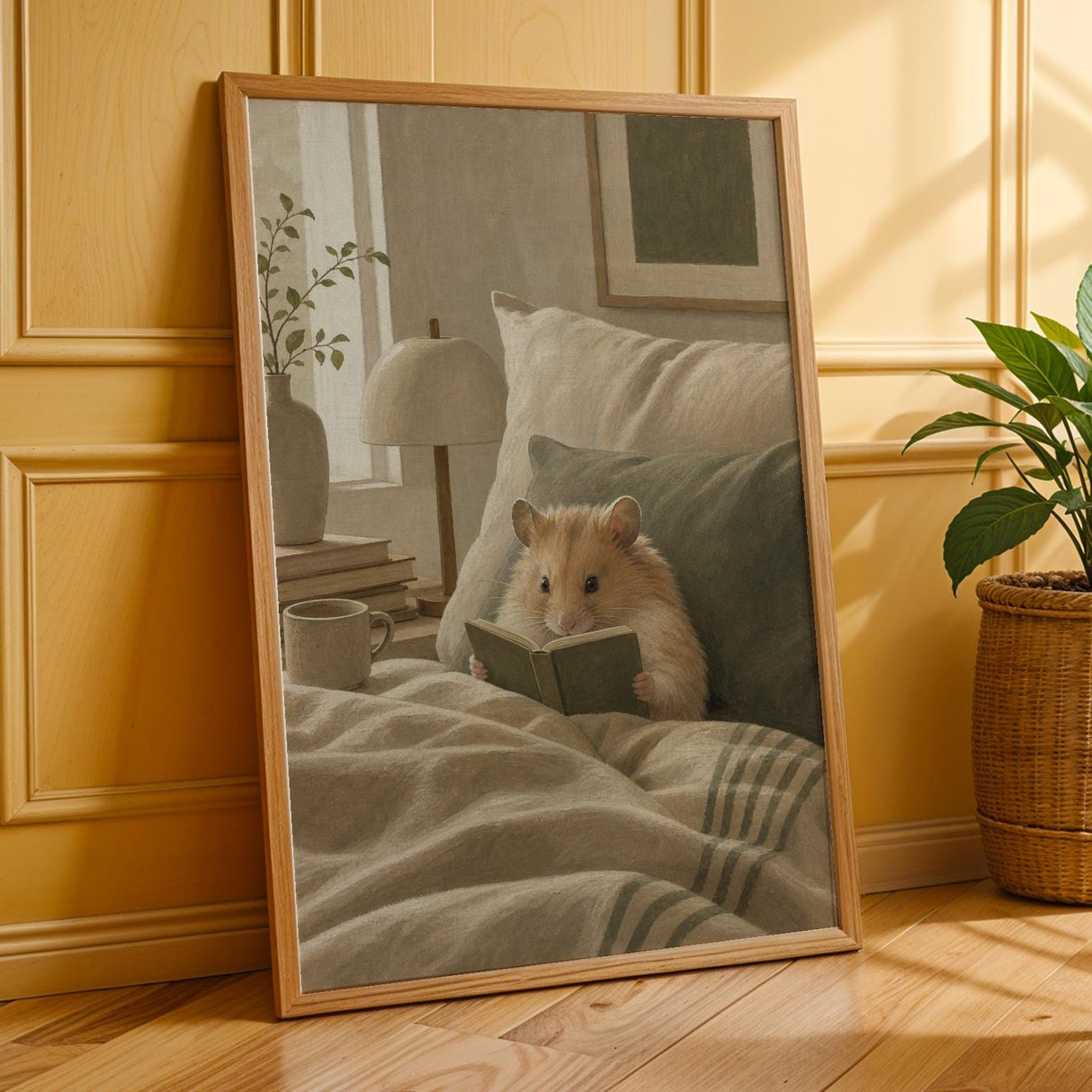 Additional product presentation of Chinese Hamster Reading in Bed Poster.
