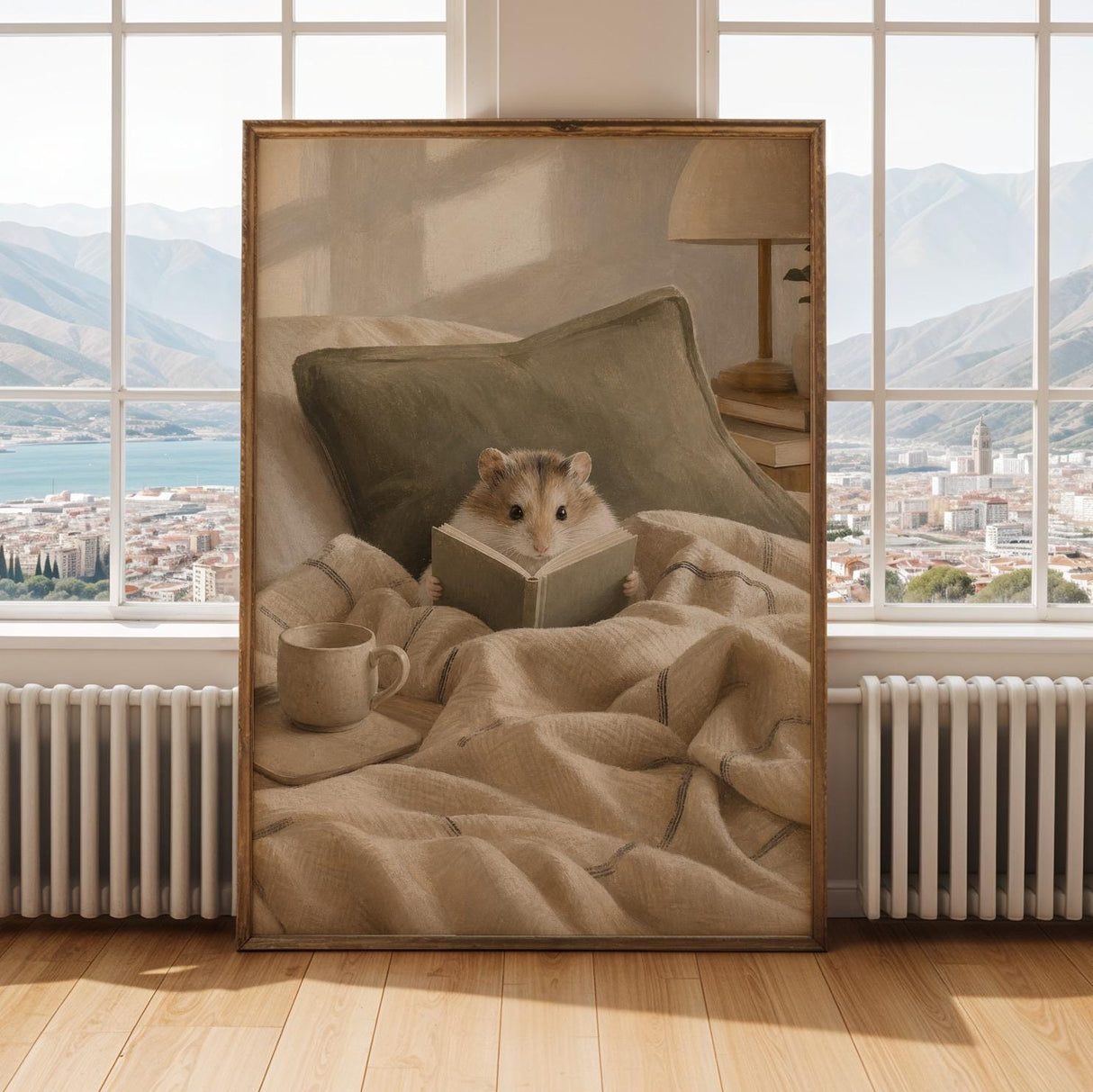 Alternate gallery view of Roborovski Hamster Reading in Bed Poster.
