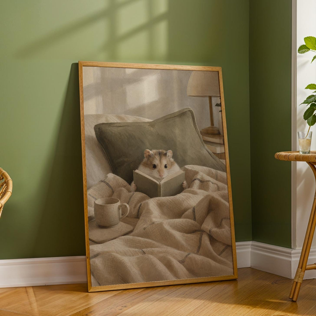 Additional product detail of Roborovski Hamster Reading in Bed Poster.