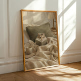 Alternate product presentation of Roborovski Hamster Reading in Bed Poster.