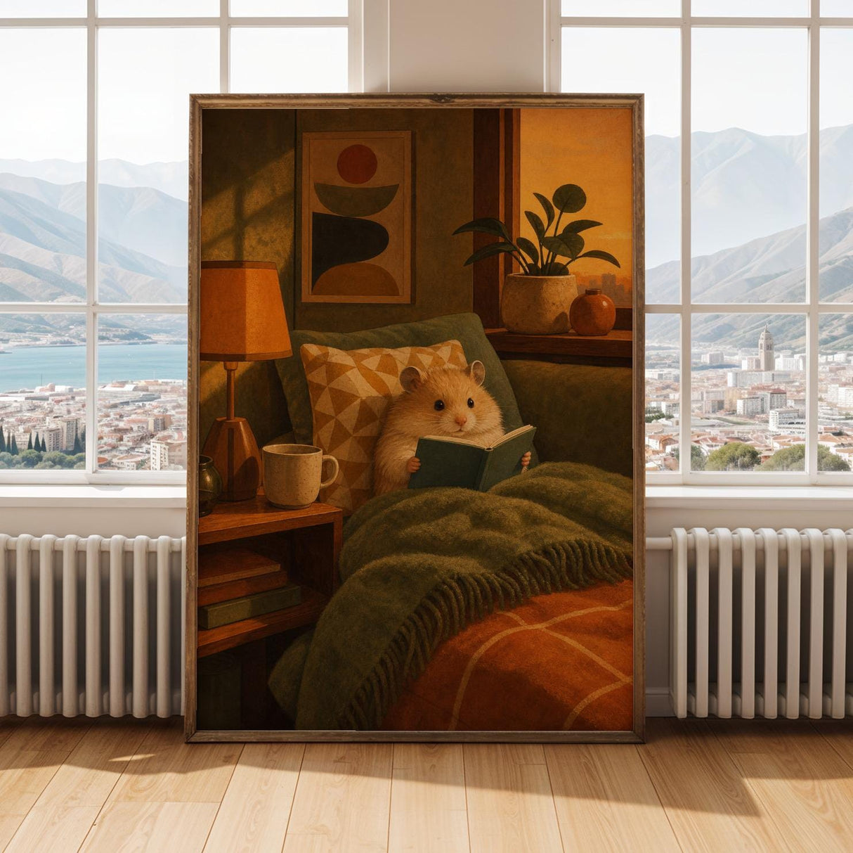Alternate gallery view of Teddy Bear Hamster Reading in Armchair Poster.