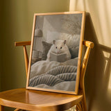 Product detail view of Winter White Hamster Reading in Bed Poster.