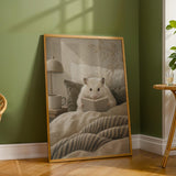 Additional product detail of Winter White Hamster Reading in Bed Poster.