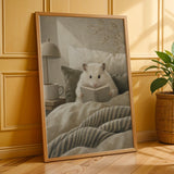 Additional product presentation of Winter White Hamster Reading in Bed Poster.