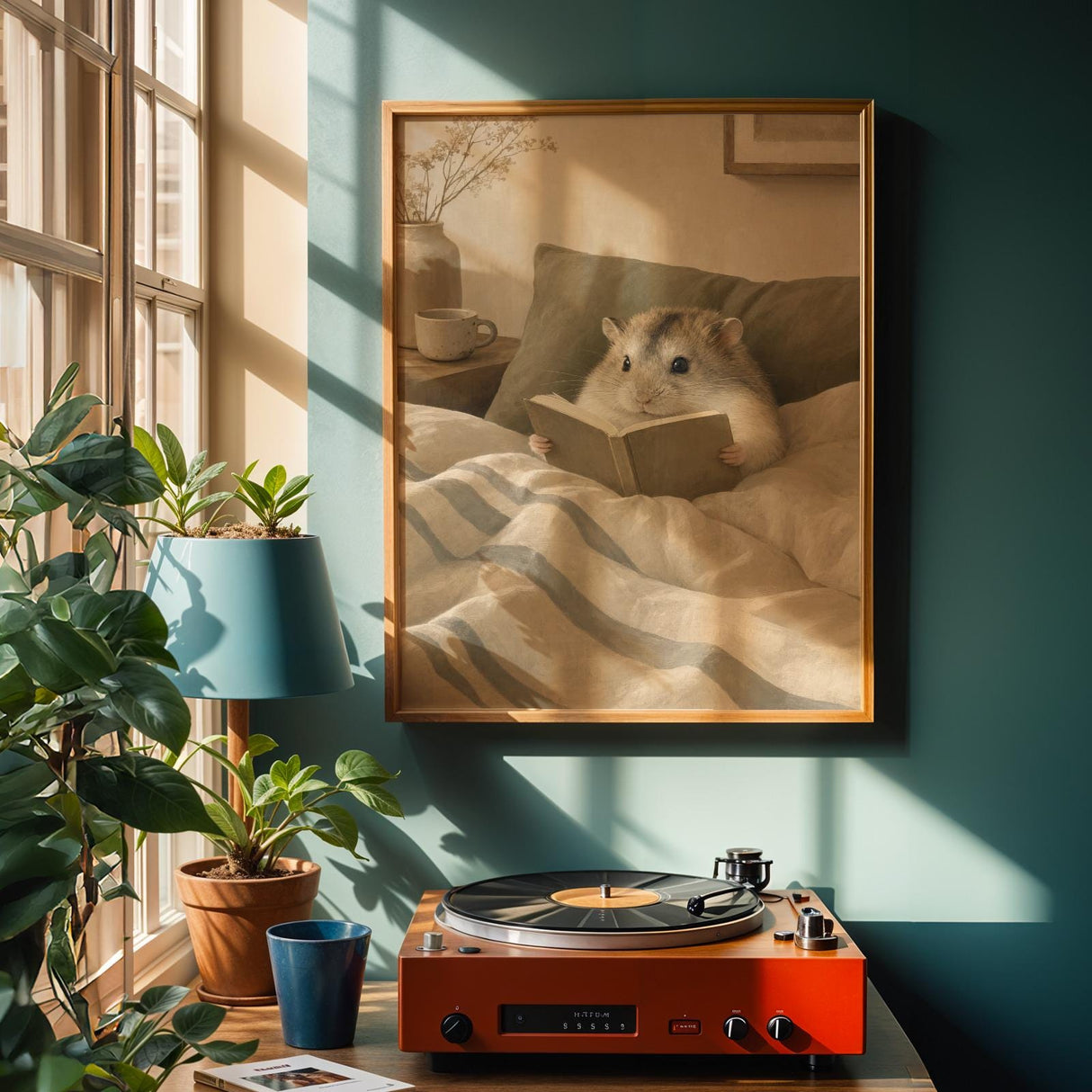Alternate product view of Campbell’s Dwarf Hamster Reading in Bed Poster.