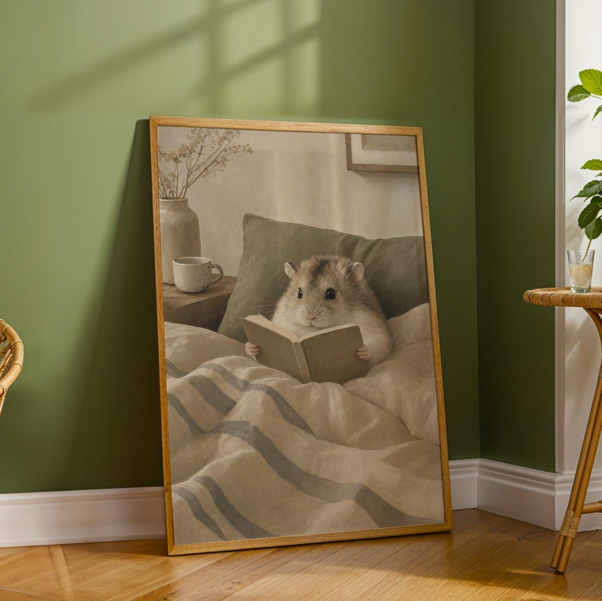 Additional product detail of Campbell’s Dwarf Hamster Reading in Bed Poster.