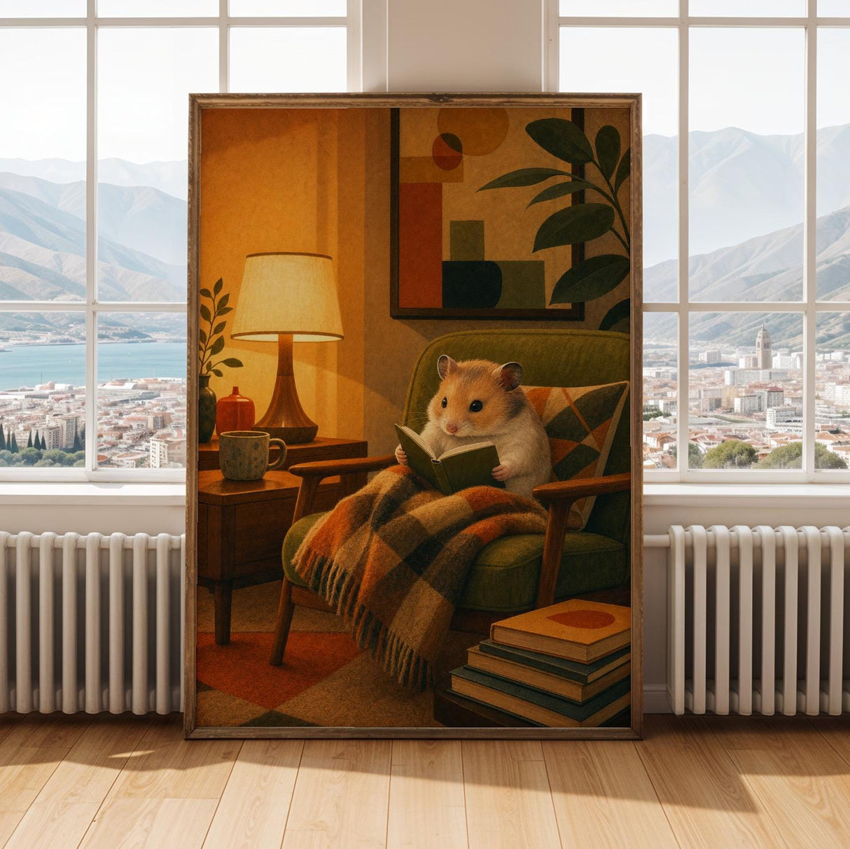 Alternate gallery view of Chinese Hamster Reading in Armchair Poster.