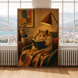 Alternate gallery view of Long Haired Syrian Hamster Reading in Armchair Poster.