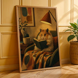 Additional product presentation of Long Haired Syrian Hamster Reading in Armchair Poster.