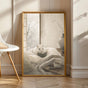 Product view of Winter White Hamster Reading in Bed Poster.