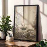 Product gallery view of Winter White Hamster Reading in Bed Poster.