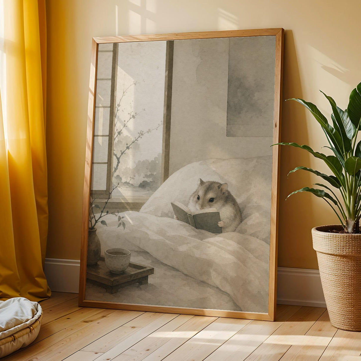 Additional product view of Russian Dwarf Hamster Reading in Bed Poster.