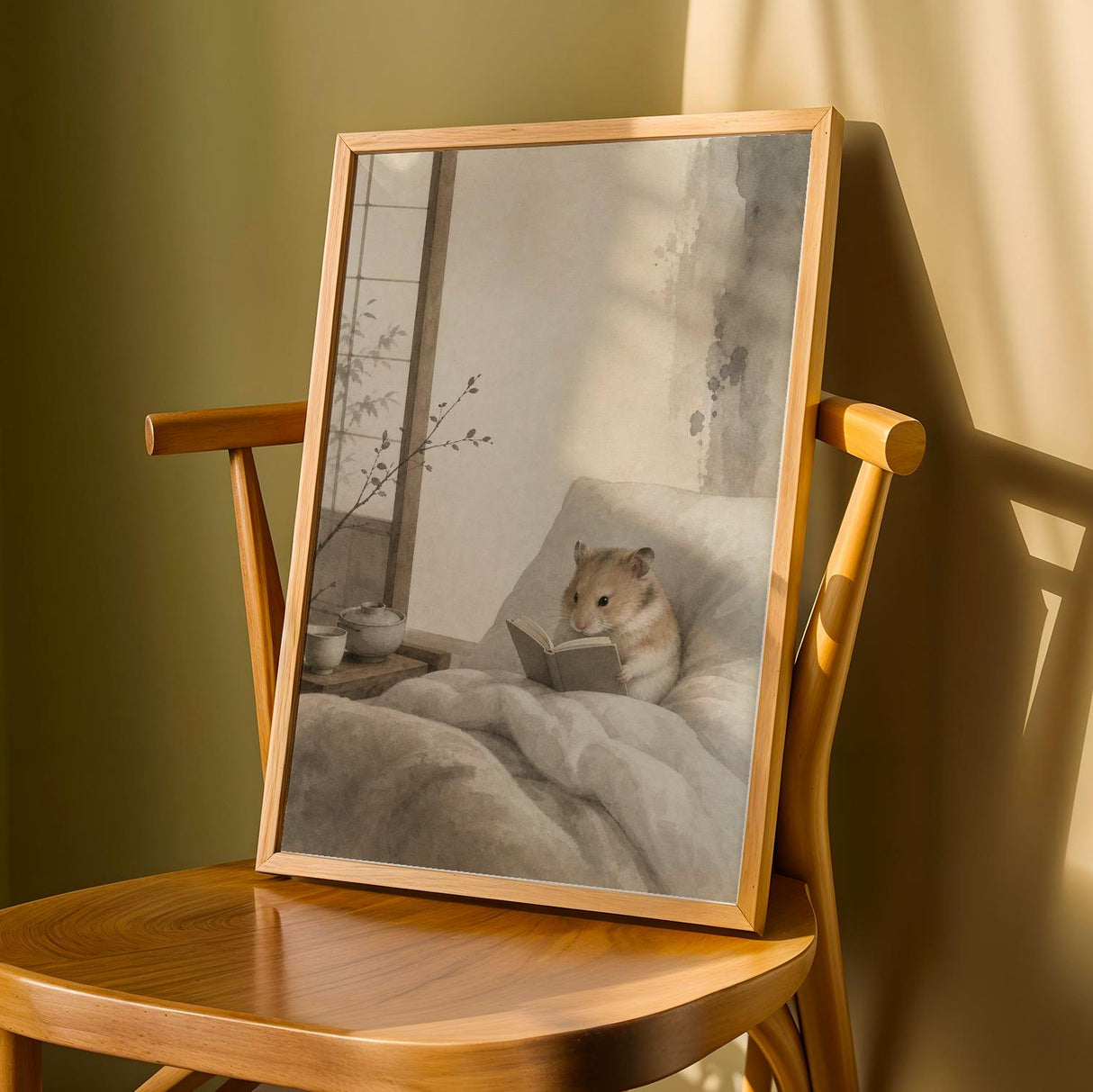 Product detail view of Chinese Hamster Reading in Bed Poster.