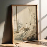 Product presentation view of White Syrian Hamster Reading in Bed Poster.