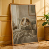Additional product presentation of Sheltie Guinea Pig Reading in Bed Poster.