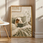 Product view of White Crested Guinea Pig Reading in Bed Poster.