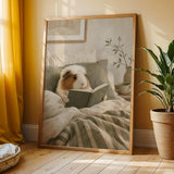 Additional product view of White Crested Guinea Pig Reading in Bed Poster.
