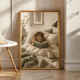 Product view of Abyssinian Guinea Pig Reading in Bed Poster.