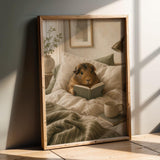 Product presentation view of Abyssinian Guinea Pig Reading in Bed Poster.