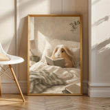 Product view of Peruvian Guinea Pig Reading in Bed Poster.