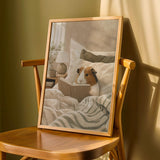 Product detail view of American Guinea Pig Reading in Bed Poster.