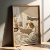 Product presentation view of American Guinea Pig Reading in Bed Poster.