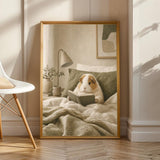 Product view of Alpaca Guinea Pig Reading in Bed Poster.
