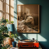 Alternate product view of Silkie Guinea Pig Reading in Bed Poster.