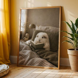 Additional product view of Silkie Guinea Pig Reading in Bed Poster.