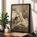 Product gallery view of Coronet Guinea Pig Reading in Bed Poster.