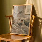Product detail view of Texel Guinea Pig Reading in Bed Poster.