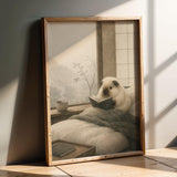 Product presentation view of Himalayan Guinea Pig Reading in Bed Poster.