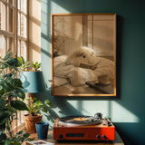 Alternate product view of Silkie Guinea Pig Reading in Bed Poster.