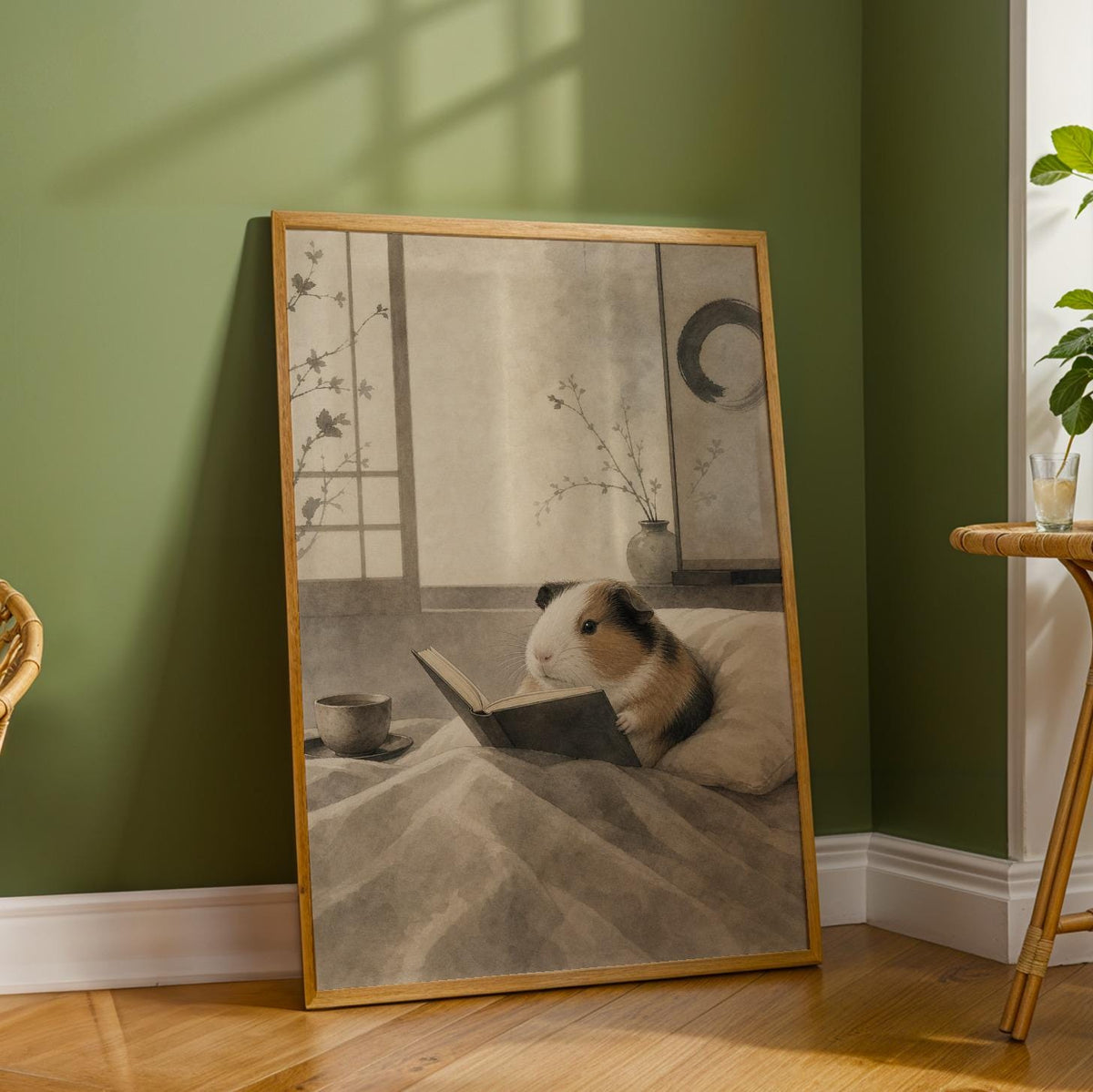 Additional product detail of American Guinea Pig Reading in Bed Poster.